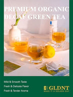 GLDNT Organic Decaf Green Tea Bags, Organic Green Tea Decaffeinated, Smooth Flavor, Super Antioxidant, Iced & Hot Tea, 100 Count