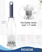 ROSEOK Long Handle Water Bottle Brush,Flexible Bottle Brush for Cleaning Milkshake Cup,Sports Bottle,Navy Blue,2 Pack