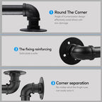 Pipe Stair Handrail, 12 Ft Metal Staircase Handrail, Black Galvanized Industrial Iron Hand Rail for Indoor & Outdoor Wall Mount Support, Wall Hand Railing,Safety Handle, Steps Baluster(HR07)
