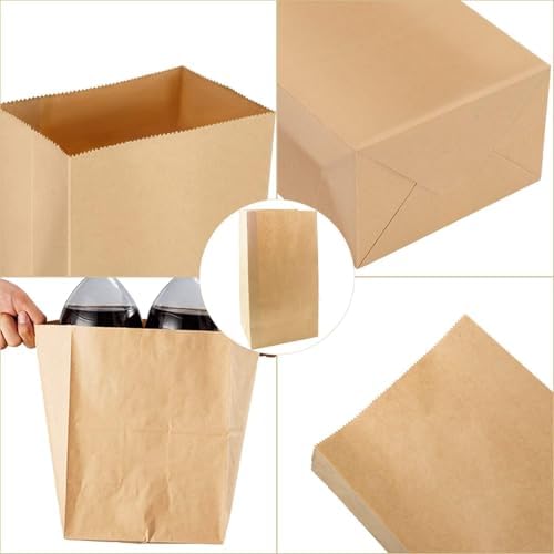 BadenBach 50 Pack 12 Lb Brown Paper Lunch Bags, 12.5" x 7" x 4.3" Large Bread Bags Bulk, Heavy Duty Kraft Paper Sacks for Grocery Wrapping, Retail Shopping, Bakery, Party Favors, Craft