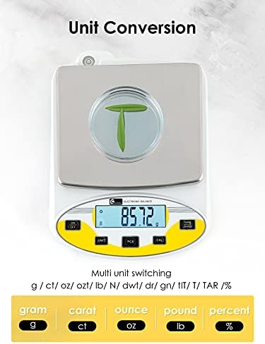 CGOLDENWALL Precision Lab Scale 5000gX0.01g Analytical Electronic Balance Digital Laboratory Scale Precision Jewelry Scales Kitchen Weighing Electronic Scales 0.01g Calibrated 110V (5000g, 0.01g)