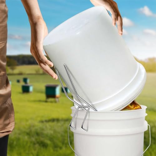 Flexzion Honey Bucket Holder Rack - 44 lbs Capacity, Stainless Steel 5 Gallon Bucket Stand for Honey Extraction, Easy Pour & Drain Bee Honey Bucket Pouring Rack Stand Holder for Beekeepers