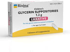 Rising Health - Fast Relief Medicated Laxative Suppositories for Kids - Rectal Use Only, Children's Glycerin 1.2 g - Gentle & Quick Constipation Relief (12 Count, 12, Count)