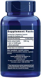 Life Extension Optimized Garlic, standardized Capsules for Heart Health, Immune Support, Cellular detoxification and Healthy platelet Function, Gluten-Free, Non-GMO, Vegetarian, 200 Capsules