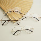 Eyekepper 4-Pack Pilot Style Metal Frame Spring Hinges Reading Glasses - Gold +0.00