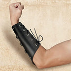 Patelai 1 Pair Faux Leather Arm Guards Arm Bracers Leather Gauntlet Medieval Viking Cosplay Accessories for Men Women
