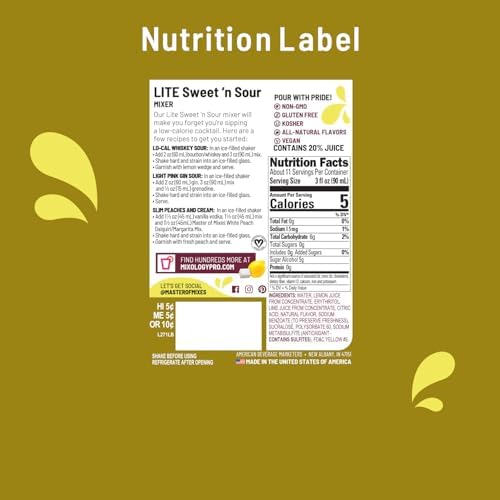 Master of Mixes Sweet N' Sour Lite Drink Mix, Ready To Use, 1 Liter Bottle (33.8 Fl Oz)