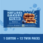 Nature's Bakery Whole Wheat Fig Bars, Blueberry, Real Fruit, Vegan, Non-GMO, Snack bar, Twin packs- 12 count