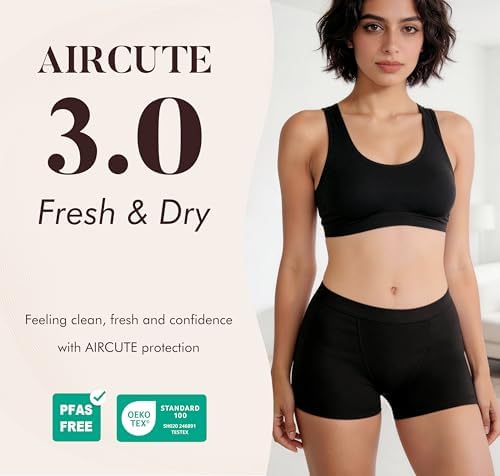 AIRCUTE Women Washable Urinary Incontinence Boxer Briefs Underwear Breathable Protective Boy Shorts for Leaks 2.0OZ 3 Pack