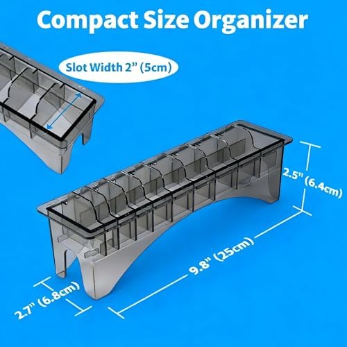 Perfitech Clipper Guard Holder Organizer with 10 Slots, Black, Sturdy Polycarbonate Material