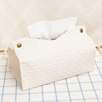 Tissue Box Cover,Modern PU Leather Rectangular Tissue Holder,Wipes Dispenser Paper Cover Case Napkin Holder for Bathroom Living Room Bedroom Vanity Countertop Office Tabletop Desk Car(Beige)