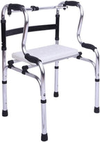 Folding Walker with Seat for Elderly Lightweight Height Adjustable Folding Walking Frame Mobility Aid Supports Up to 220lb(