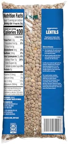 Amazon Grocery, Lentils, Non GMO, Excellent Source of Fiber, 16 Oz