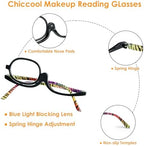 2 Pack Makeup Reading Glasses for Women Magnifying Flip Down Cosmetic Readers with Spring Hinge