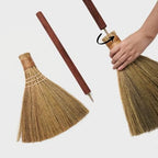 Natural Whisk Sweeping Hand Handle Broom - Vietnam Handmade Straw Soft Broom Design for Home, Kitchen, Grage, Bedroom 12.2" Width, 28.35" Length