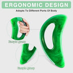 Large Gua Sha Massage Tool with Handle Large Lymphatic Drainage Massager, Resin Body Gua Sha Tool for Back Neck Face Legs, Cellulite Removal, Body Massage Tool for Women and Men (Green)