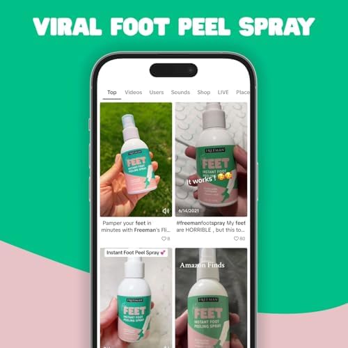 Freeman Flirty Feet Instant Foot Peeling Spray, Exfoliating Foot Mask For Summer, Moisturizing & Smooth Dry, Cracked Heels, Remove Dead Skin Quickly, Cruelty-Free & Vegan, 4 fl.oz./ 118 ml Bottle