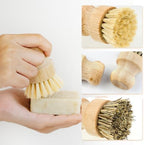 2 Pcs Dish Brush, Wood Dishes Scrub Brush, Pot Brush for Kitchen Cleaning Dishes Pots Pans (Sisal and Palm)