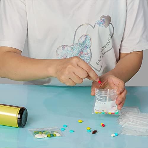 Serfeymi Pill Bags for Travel Pill Pouch Organizer Pack of 120 BPA Free 3 x 2.75 inch Reusable Pill Pouches for Medicine with Write on Label & Zipper Seal Waterproof AM PM Pill Baggies for Supplements