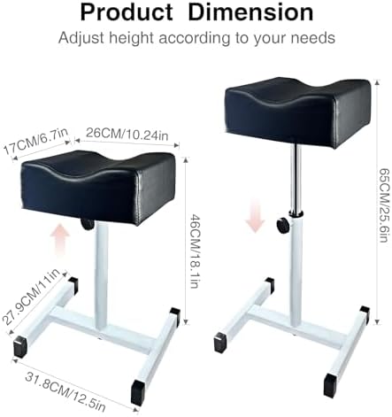 Pedicure Foot Rest,Height Adjustable Pedicure Chair,Non-Slip Pedicure Stool for Massage Office or Home,Black
