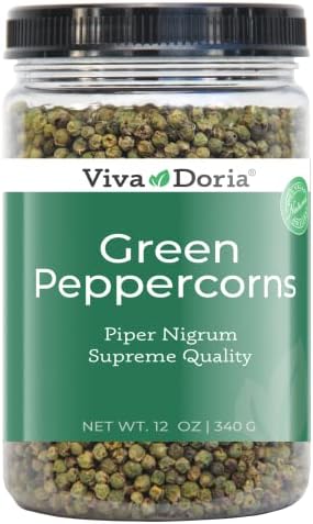 Viva Doria Green Peppercorns, Whole Green Pepper, Steam Sterilized,12 Oz (340 g), For Grinder Refills