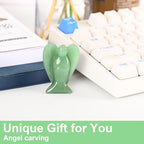 WHAL&YUNE Green Aventurine Angel Figurine Natural Energy Healing Crystals Gemstone Hand Carved Sculpture for Home Office Desk Decor Holiday Lucky Gift - 1.5 inches