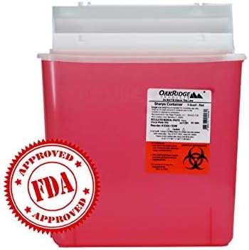 Oakridge 5 Quart - Sharps Disposal Container with Mailbox Style Lid