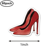 Red High Heels Stickers 1in for Scrapbooking, Arts, Craft, Kids DIY Journals 80-Pack