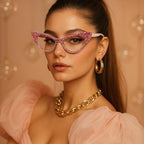 ICARA Sparkling Crystal Rhinestone Cat Eye Reading Glasses for Women Anti Blue Light Trendy Diamond Reader