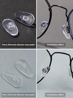 20 Pair of Eyeglasses Nose Pads,10 Pair of Air Chamber Soft Silicone Nose Pads & 10 Pair of Hard PVC Nose Pad,Screws,Screwdrivers,Tweezer and Cleaning Cloth
