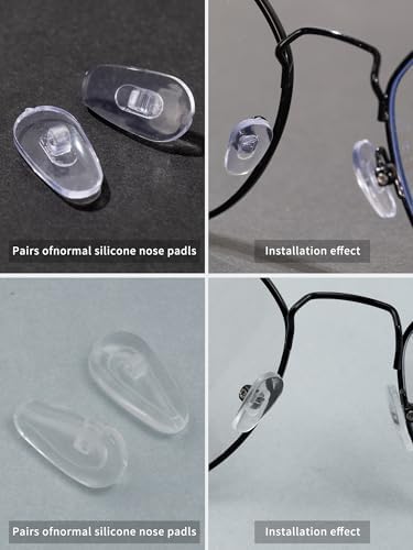20 Pair of Eyeglasses Nose Pads,10 Pair of Air Chamber Soft Silicone Nose Pads & 10 Pair of Hard PVC Nose Pad,Screws,Screwdrivers,Tweezer and Cleaning Cloth