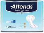 Attends Shaped Pads Super Unisex Incontinent Pad Contoured 13 X 27.2 Inch SPSA, 20 Ct