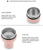 JoyJolt Triple Insulated Cocktail/Protein Shaker Bottle. 20oz Shaker Cup with Alcohol Measure Lid and Jigger Cap. 12hr Ice Cold Bottle for Protein Mixes, Shake or Smoothie, Metal Mixer