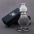Haryali London Shaving Brush - Super Badger Shaving Brush - Elegant and Unique Design - Badger Hair Shaving Brush - with Elegant White Color - A Perfect Match to Your Shaving Kit
