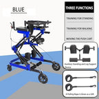 Four-Wheel Rolling Walker with Seat, Height-Adjustable, Quick-Fold Design, Width-Adjustable Wheels with Brakes, Adjustable Back Support, Walker for People with Mobility Difficulties. (Blue)