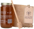 100% Authentic, USA - Made Raw Unfiltered Gourmet Honey Gift Set with Dipper by Pure Southern Honey [ 1 lb] - Unheated - Non - GMO, No Additives, All - Natural Sweetener- Environmental-Friendly Glass Jar