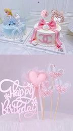 Pink Heart Cake Topper 5pcs Heart Shape Cake Decoration for Boys Girls WomenBirthday Baby Shower Party Anniversary (Pink Heart 5pcs)