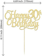 1 Pack Happy 30th Birthday Cake Topper Gold Glitter Number 30 Thirty Years Old Birthday Cake Pick Decoration For 30th Birthday Celebrating Anniversary Party Supplies
