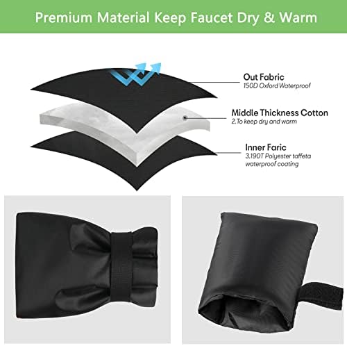 BoArt Outdoor Faucet Cover Socks for Winter Freeze Protection, 7.09" W x 9.06" H, Hose Bib Covers for Wall Taps Outside, Waterproof & Frost Free Insulated Spigot Cover, 2 Pcs Faucet Socks Black