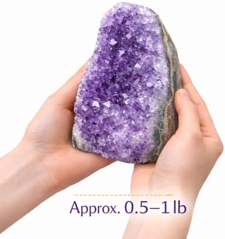 Natural Amethyst Cluster Crystal (0.5–1 lb) Raw Purple Amethyst Druzy Geode from Brazil – Healing Crystal for Meditation, Chakra Energy Balance, Reiki, Spiritual Decor & Home Decoration
