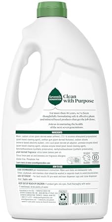 Seventh Generation Dishwasher Detergent Liquid Gel, Powers Away Stuck-On Food, Lemon Scent, 42 Oz