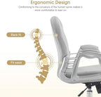 BarberPub Ergonomic Nail Tech Chair with Lumbar Support, Adjustable Manicure Chair with Armrests, Comfy Home Office Chairs with 360-Degree Swivel Wheels for Beauty Salon 3567 (Grey)