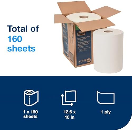 Tork Heavy Duty Cleaning Cloth White W1, Centerfeed, 1 x 160 Feet, 570137