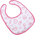 Littleforbig Cotton Waterproof Babydoll Printed Adult Bib with Adjustable Hook-and-Loop Fastener Closure - Nursery Pink Adult Bib
