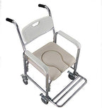 Winado Bedside Commode Chair, 4 in 1 Toilet Rolling Transport Chair with Arms & 4 Brakes, Shower Wheelchair for Adults, Senior, Elderly, Handicap, Disabled (White+ U Shape Cushion)