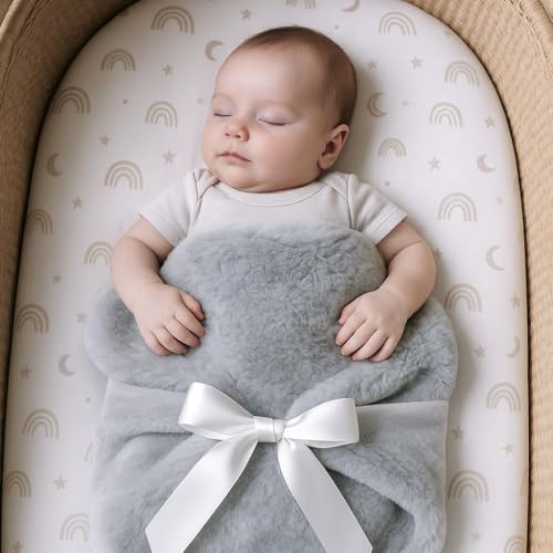 Joy Blankets Luxury Faux Fur Baby Blanket – Premium Non-Toxic Gift for Newborn & Toddler – Oeko-TEX Certified, Shed-Free, Machine Washable 30"x36" (Pacific Fog Grey)