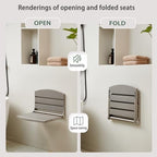 17.5" Folding Shower Seat Wall Mounted,Foldable Shower Bench,Fold Down Shower Seat,Folding Shower Seat Bench,Wall Mount Shower Seat Bench Chair (Grey)