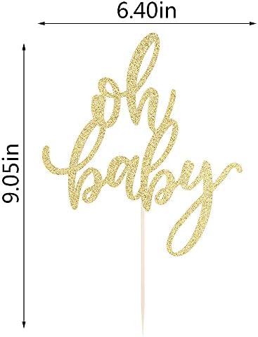Glitter Oh Baby Cake Topper, Baby Party Cake Decoration, Baptism or Gender Reveal Party Cake Decoration. (gold)