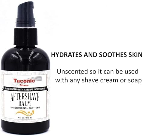 Taconic Shave All Natural Alcohol-Free Aftershave Balm for Men – Unscented Post-Shave Moisturizer for Sensitive Skin – Soothing Irritation Relief – Non-Greasy Formula – Made in USA – 4 oz