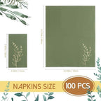 Olive Green Napkins 2- Ply Disposable Dinner Paper Napkin 100 Pcs Gold Foil Leaves Cocktail Napkins for Christmas Dinner Picnic Birthday Wedding Party